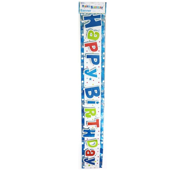 Banner "Happy Birthday", niebieski, 1,8 m KK