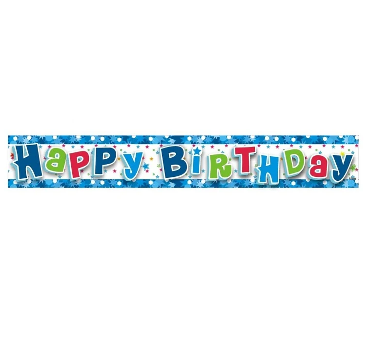 Banner "Happy Birthday", niebieski, 1,8 m KK