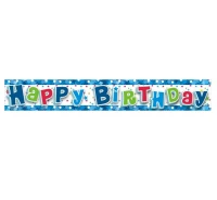 Banner "Happy Birthday", niebieski, 1,8 m KK