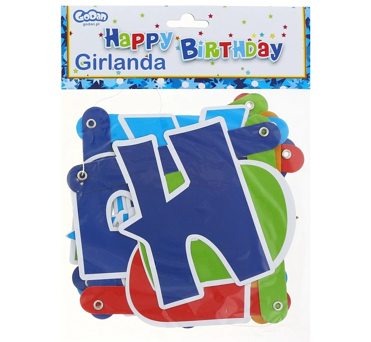 Girlanda "Happy Birthday niebieskie", 1.8 m KK