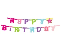 Girlanda "Happy Birthday różowe", 1.8 m KK