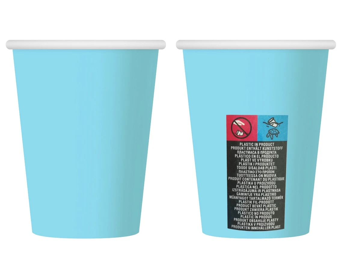 Kubeczki pap. jednokolorowe jasnoniebieskie 297U, 250ml, 6 szt.