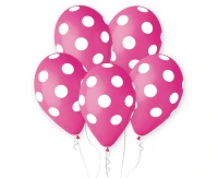 Balony Gemar 12", pastel premium grochy, ciemnoróżowe, 5szt.