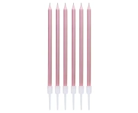 Świeczki B&C metaliczne różowo-złote, 11 cm, 6 szt.