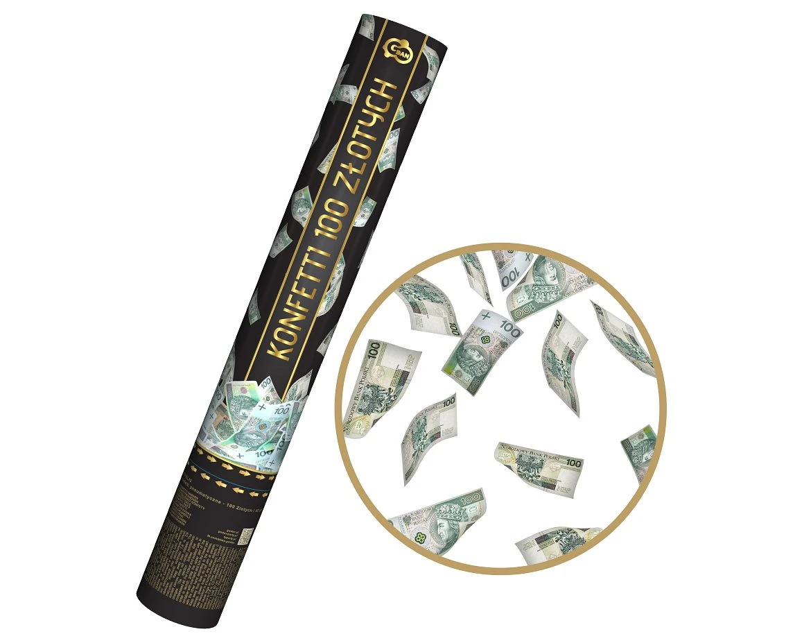 Konfetti pneumatyczne, papierowe - 100 Złotych / 40 cm