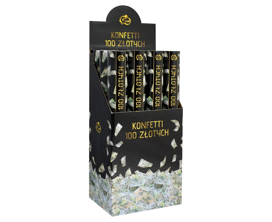 Konfetti pneumatyczne, papierowe - 100 Złotych / 40 cm