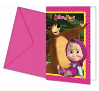 Zaproszenia z kopertą Masha And The Bear 6 szt. KK