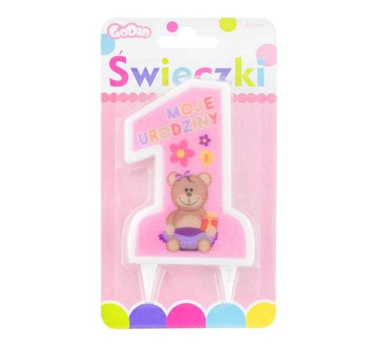 Świeczka "1 - Mam Roczek", różowa KK