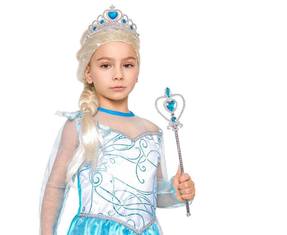 Różdżka Srebrna z niebieskimi kamieniami, 32 cm