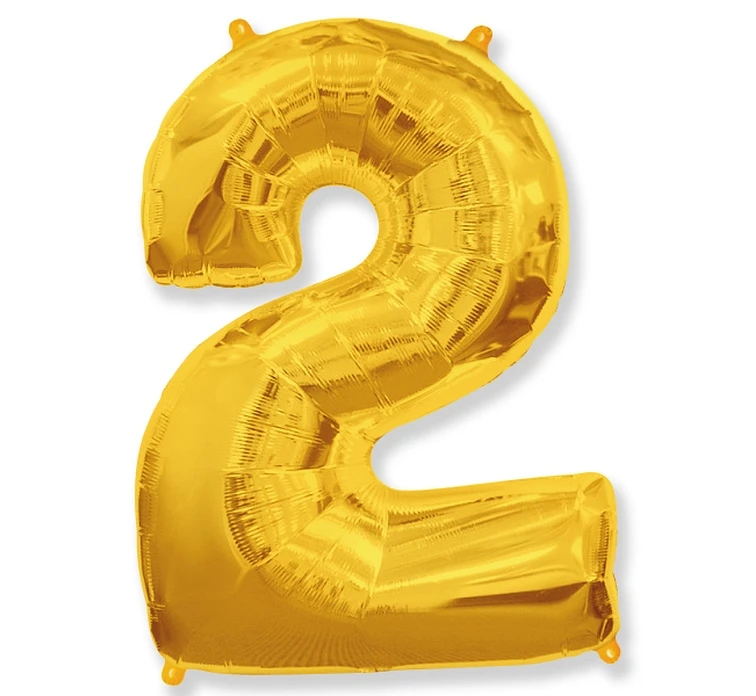 Balon foliowy FX - Number 2 złoty, 85 cm KK, niepakowany