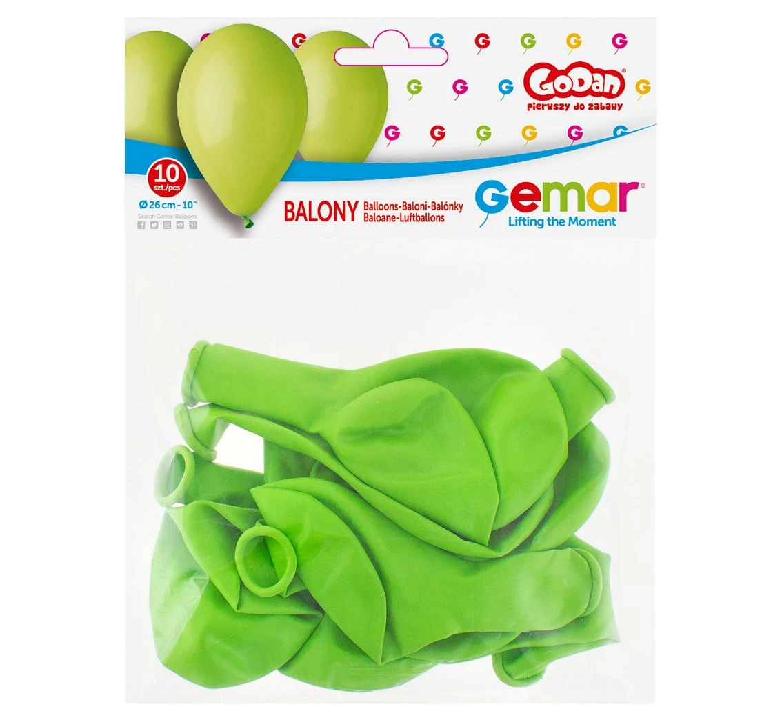 Balony Gemar 10", pastel premium pistacjowe, 10szt.