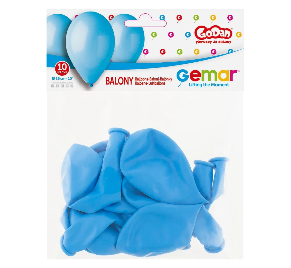 Balony Gemar 10", pastel premium błękitne, 10szt.