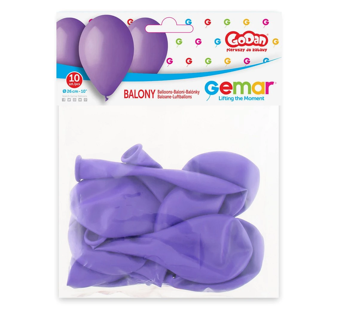 Balony Gemar 10", pastel premium lawendowe, 10szt.