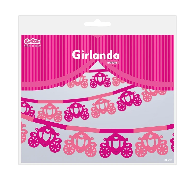 Girlanda papierowa "Karoca", 360x20x16.6cm, różowa KK