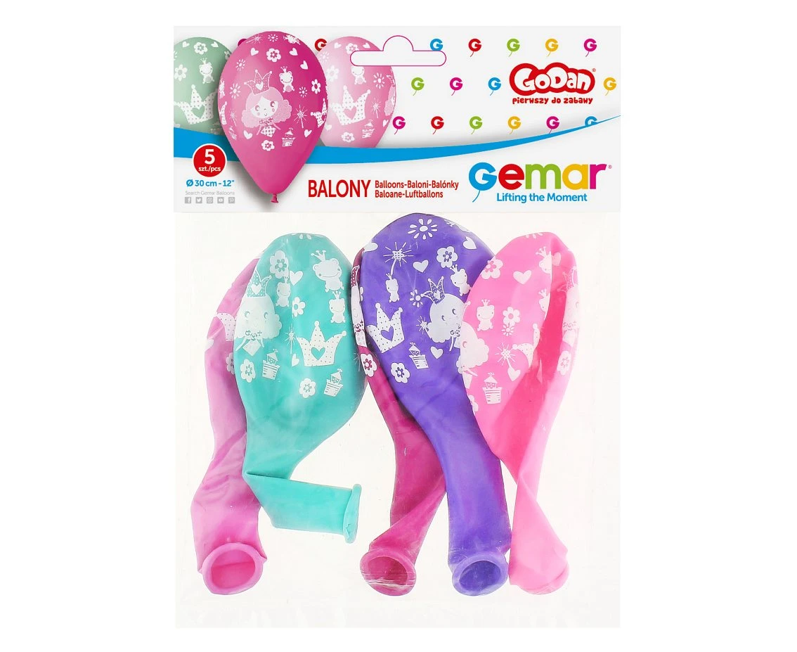 Balony Gemar 12", pastel premium "księżniczka", nad. 1 kolor, 5szt.