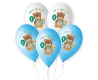 Balony Gemar 12", premium moje 1 urodziny, nad. kolorowy, dla chłopca, 5szt. KK