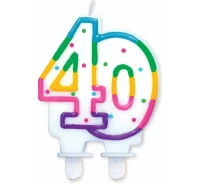 Świeczka cyferka z kropeczkami "40", 8 cm KK