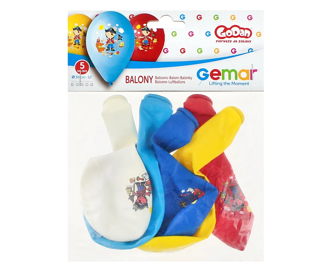 Balony Gemar 12", pastel premium pirat, 5szt. KK