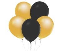 Balony B&C 12", metalik złote i pastel czarne, 50szt.