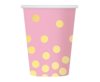 Kubeczki papierowe "Złote groszki", różowe, 270 ml, 6 szt. KK