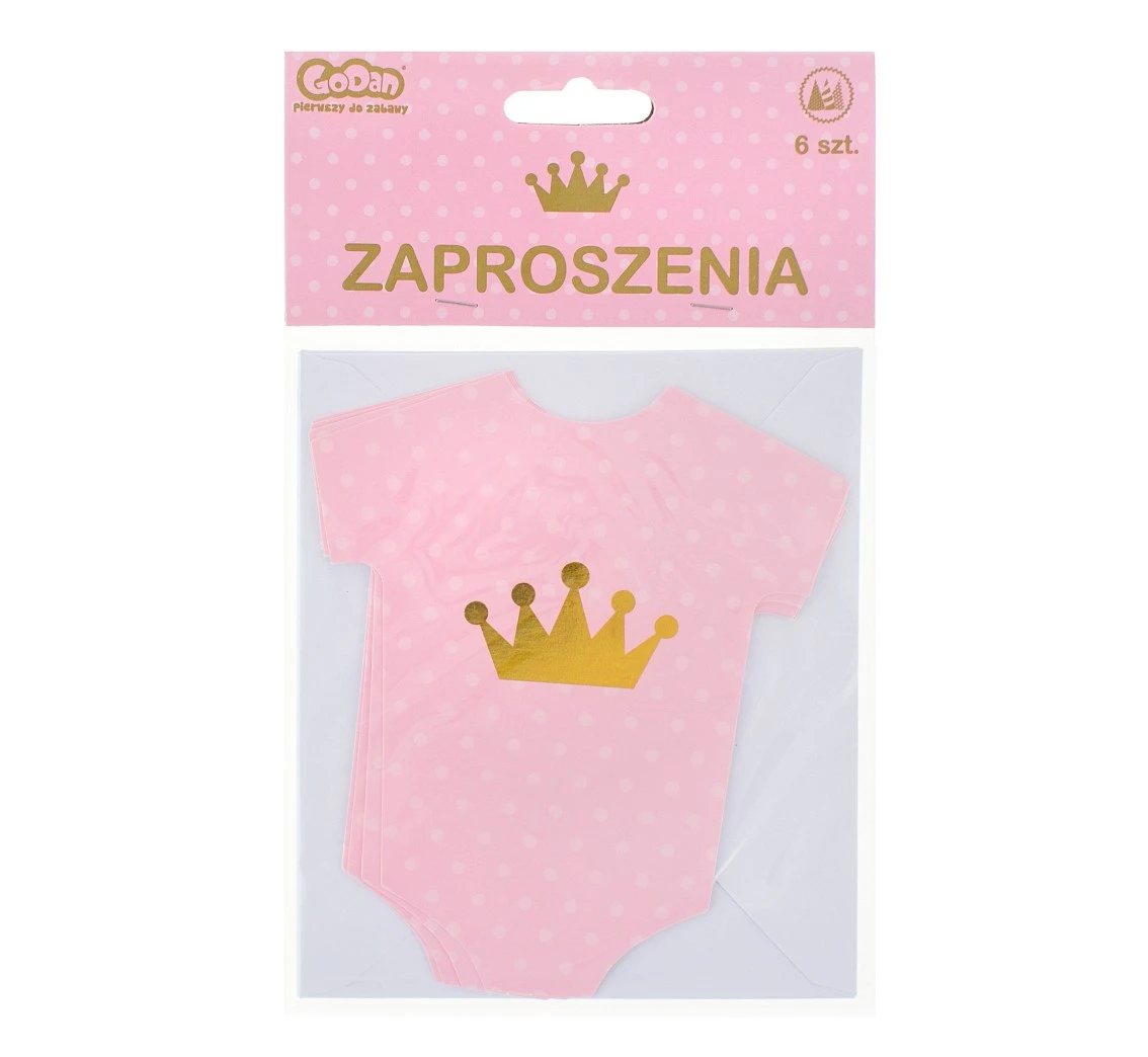 Zaproszenia z kopertą,  "Little girl", różowe, 6 szt. KK