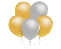 Balony B&C 12", metalik złote i srebrne, 50szt.
