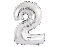 Balon foliowy "Cyfra 2", srebrna, 35 cm KK