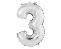 Balon foliowy "Cyfra 3", srebrna, 35 cm KK