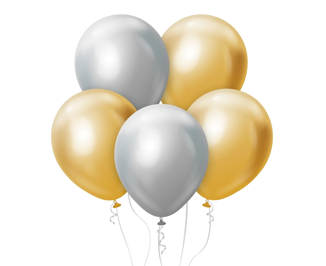 Balony B&C 12", platyna złote i srebrne, 50szt.