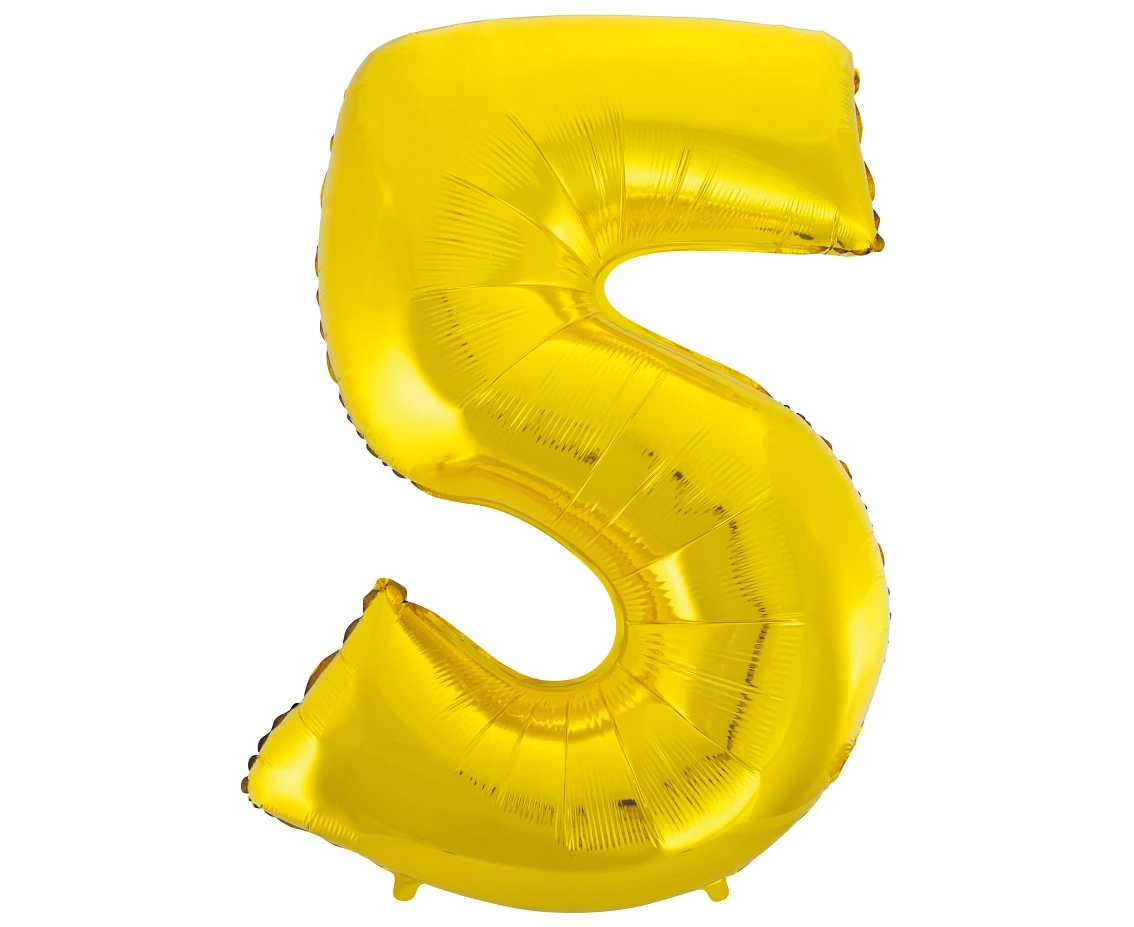 Balon foliowy B&C Cyfra 5, złota, 92 cm AA