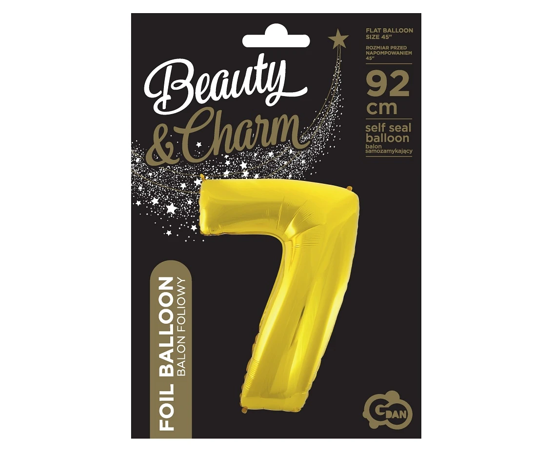 Balon foliowy B&C Cyfra 7, złota, 92 cm AA