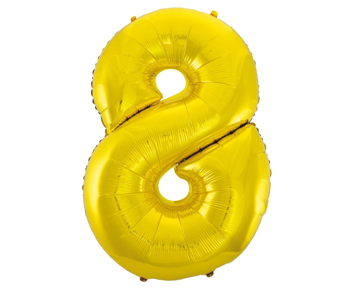Balon foliowy B&C Cyfra 8, złota, 92 cm AA