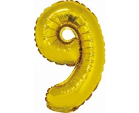 Balon foliowy "Cyfra 9", złota, 35 cm