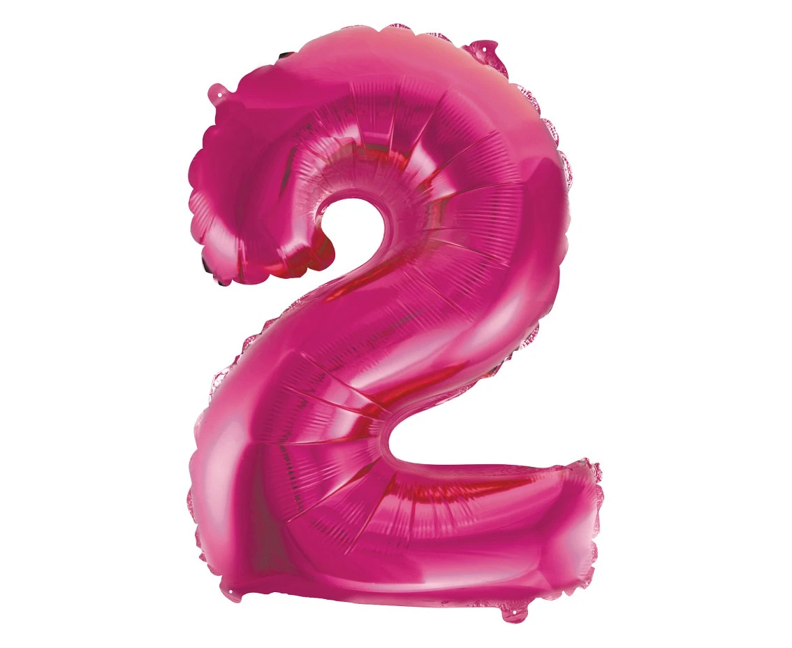 Balon foliowy "Cyfra 2", różowa, 35 cm KK