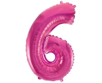 Balon foliowy "Cyfra 6", różowa, 35 cm KK