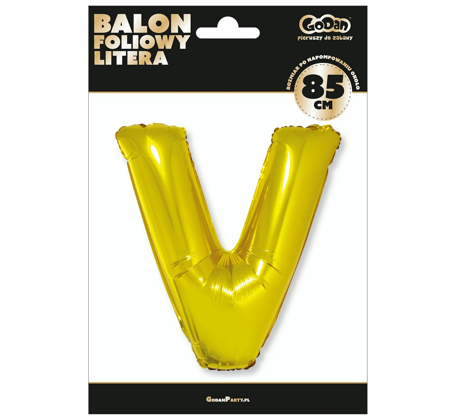 Balon foliowy "Litera V", złota, 89 cm KK