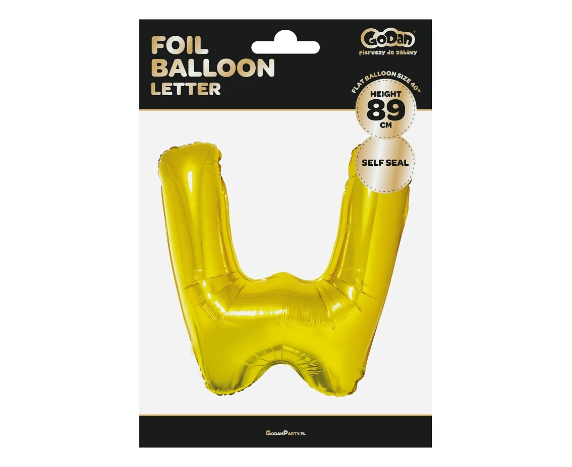 Balon foliowy "Litera W", złota, 89 cm KK
