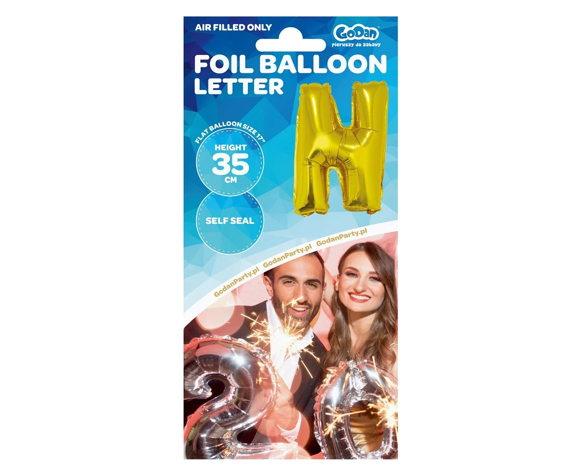 Balon foliowy "Litera N", złota, 35 cm KK
