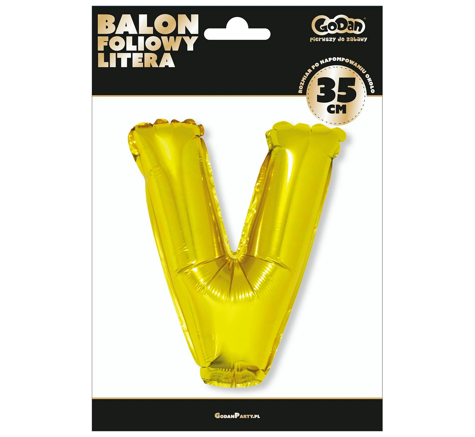 Balon foliowy "Litera V", złota, 35 cm KK