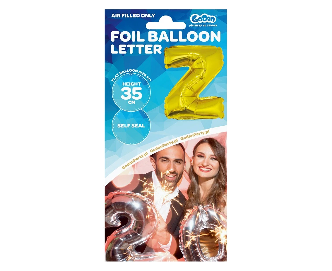 Balon foliowy "Litera Z", złota, 35 cm KK