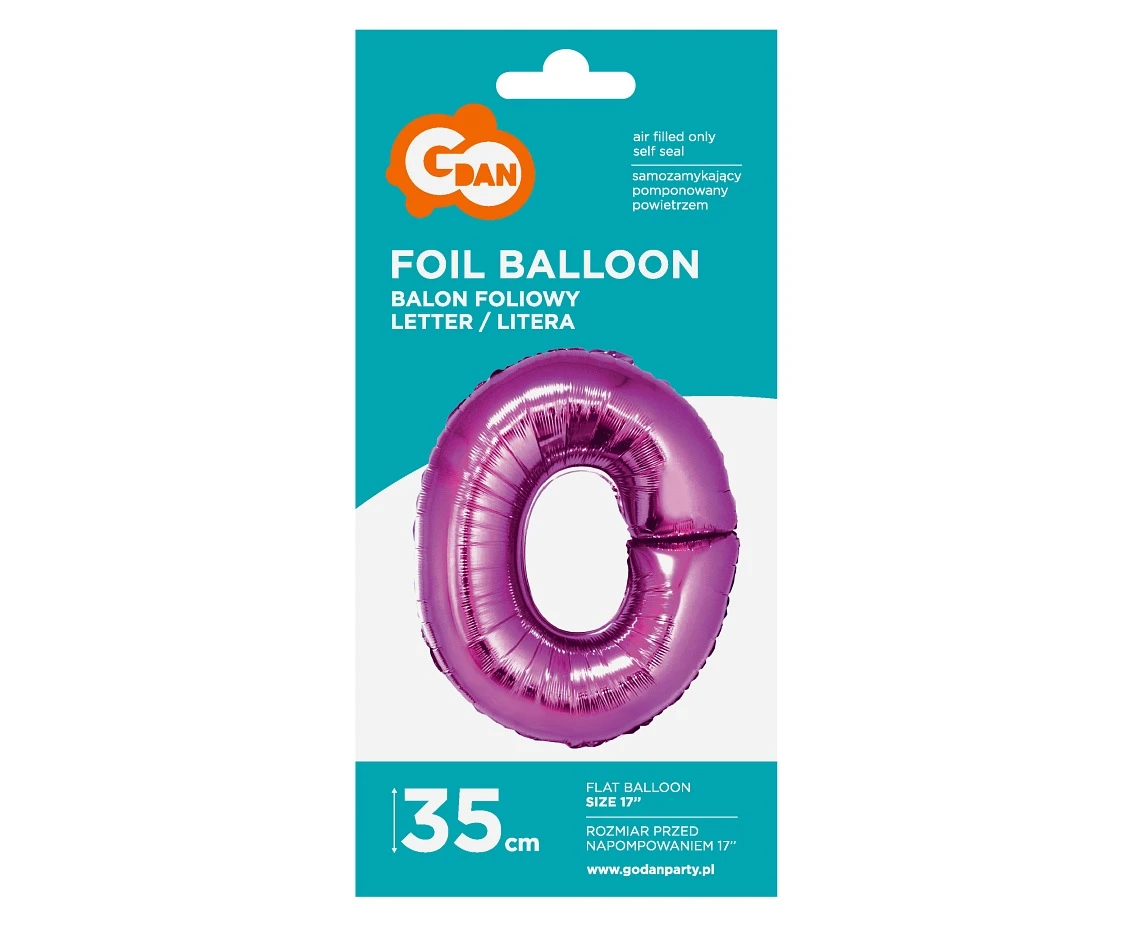 Balon foliowy "Litera O", różowa, 35 cm KK