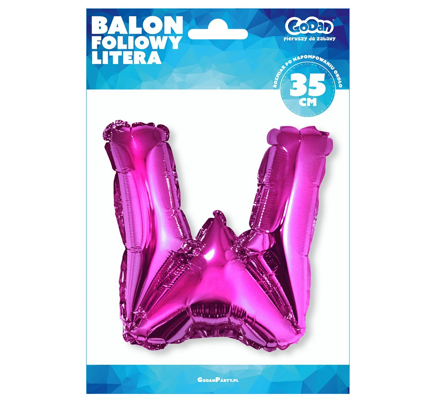 Balon foliowy "Litera W", różowa, 35 cm KK