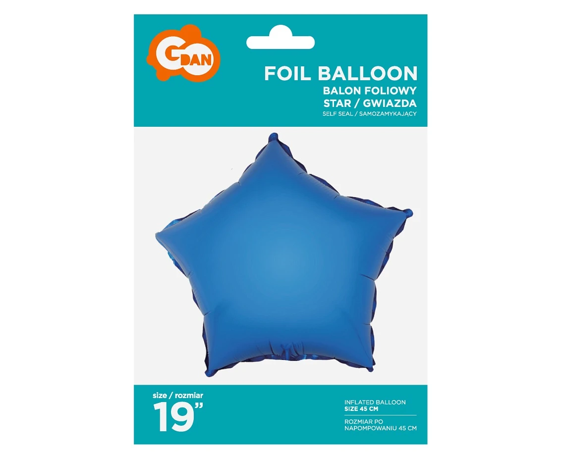 Balon foliowy "Gwiazda", niebieska, 19" KK