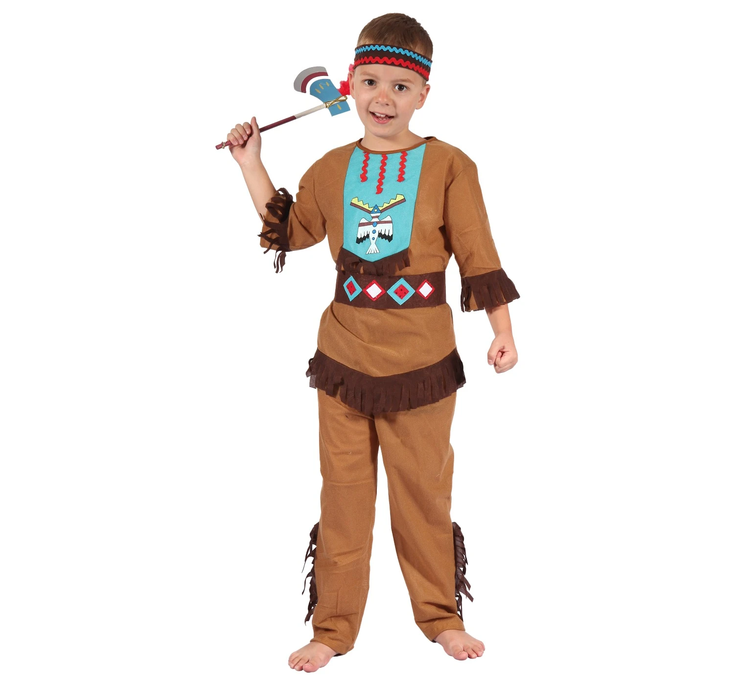 Zestaw dla dzieci Indianin Lecący Ptak (koszula, spodnie, pasek, opaska), rozm. 130/140 cm