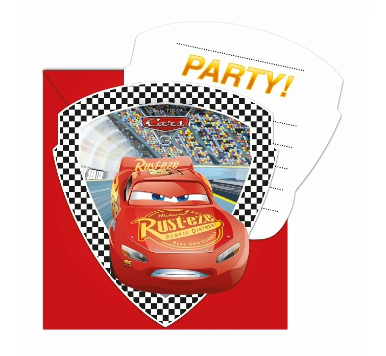 Zaproszenia z kopertą "Cars 3" 6 szt. KK