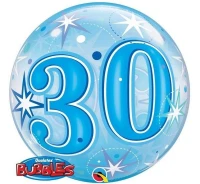 Balon foliowy 22" QL Bubble Poj. "30 gwiazdki niebieski" KK