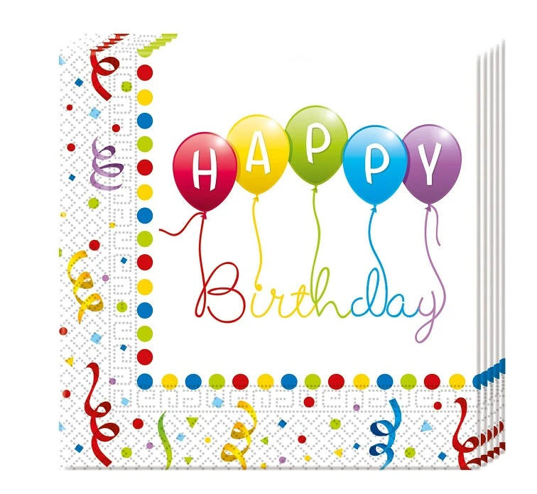 Serwetki Happy Birthday Streamers, 33x33 cm, 20 szt.