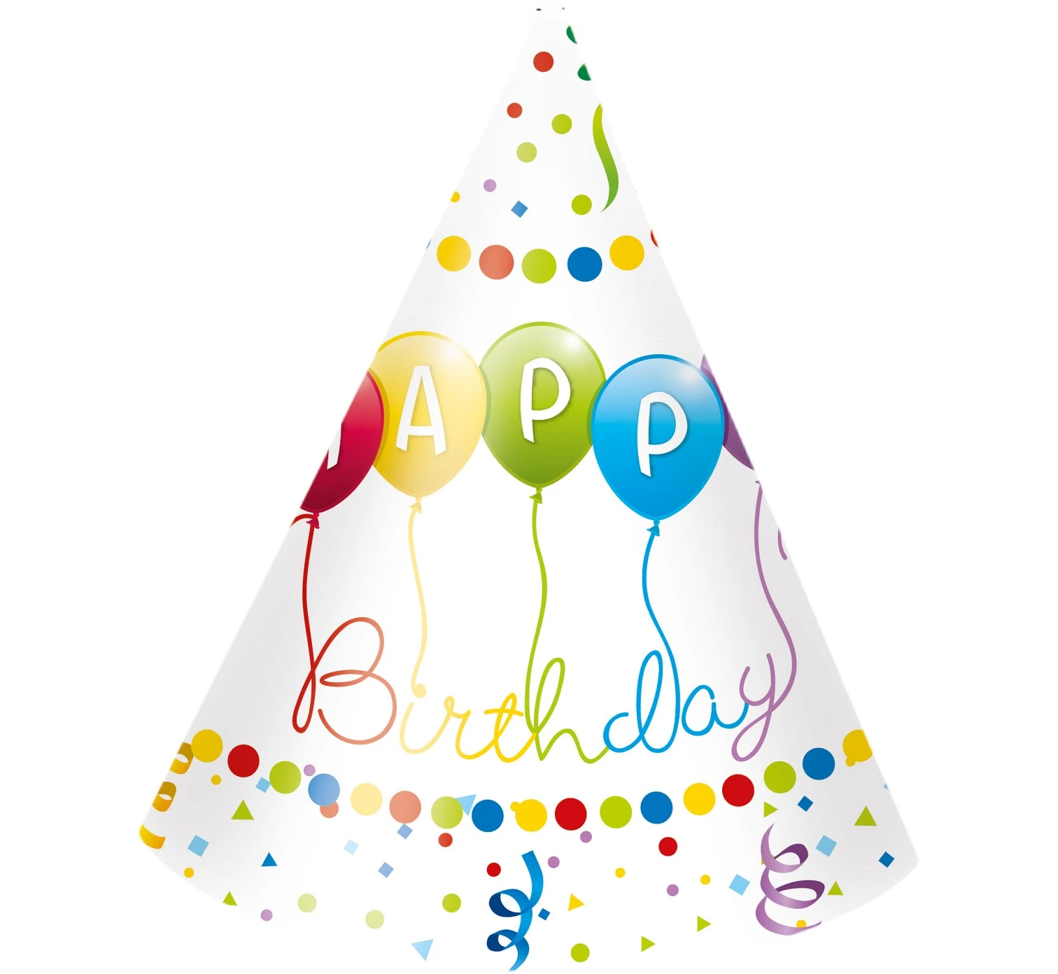 Czapeczki papierowe Happy Birthday Streamers, 6 szt.