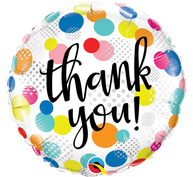 Balon foliowy 18" QL CIR - "Thank You Dots Upon Dots" KK