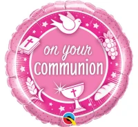 Balon foliowy 18 " QL CIR " On Your Communion Pink" KK